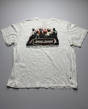 Jesse James Shirt Mens XL White Industrial Workwear Graphic Pocket Tee Tagless